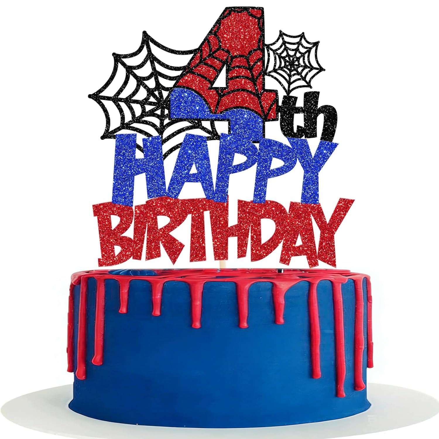 Decorazioni Torta Compleanno Ragno, 42 PCS Decorazioni Torta con Ragnatela Palline, Topper Torta Compleanno Ragnatela, Happy Birthday Cake Topper, per Festa Compleanno Ragazzo (A