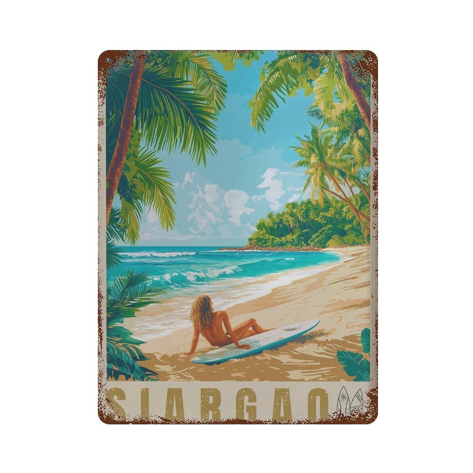 xiaoxiaoshen Siargao Travel Philippines Surfing Tropical Island Wall Decor Art Metal Tin Poster Modern Home Decor Art Home Bar Shop Decorations Vintage Sign 40x30cm