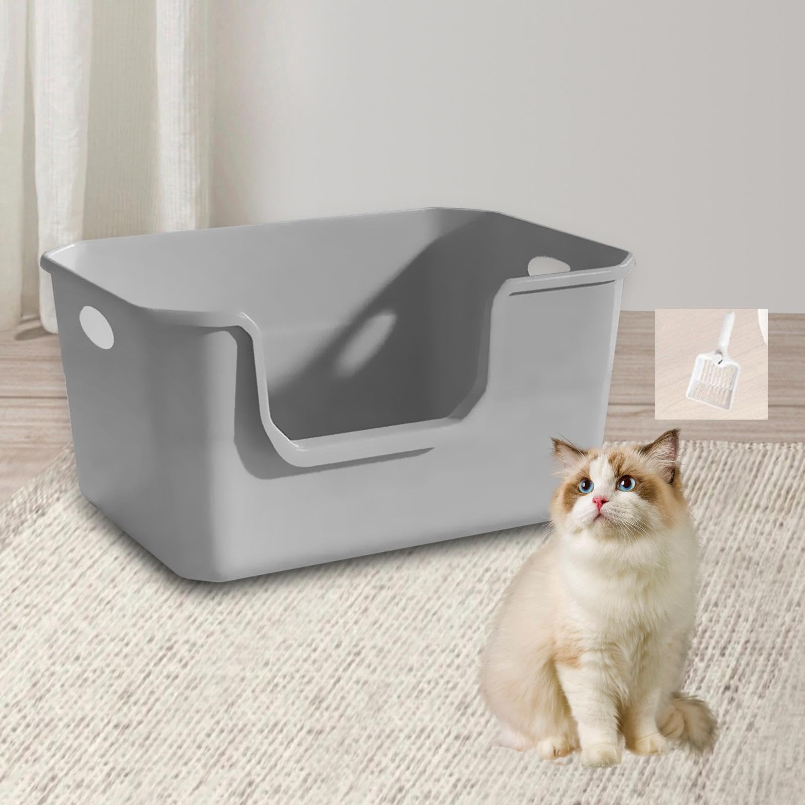 F Fityle Bac à litière pour Chat, bac à litière pour Chat, résistant aux éclaboussures, Semi-fermé, rehausseur à côtés Hauts, bac à litière pour Animaux de, Gris