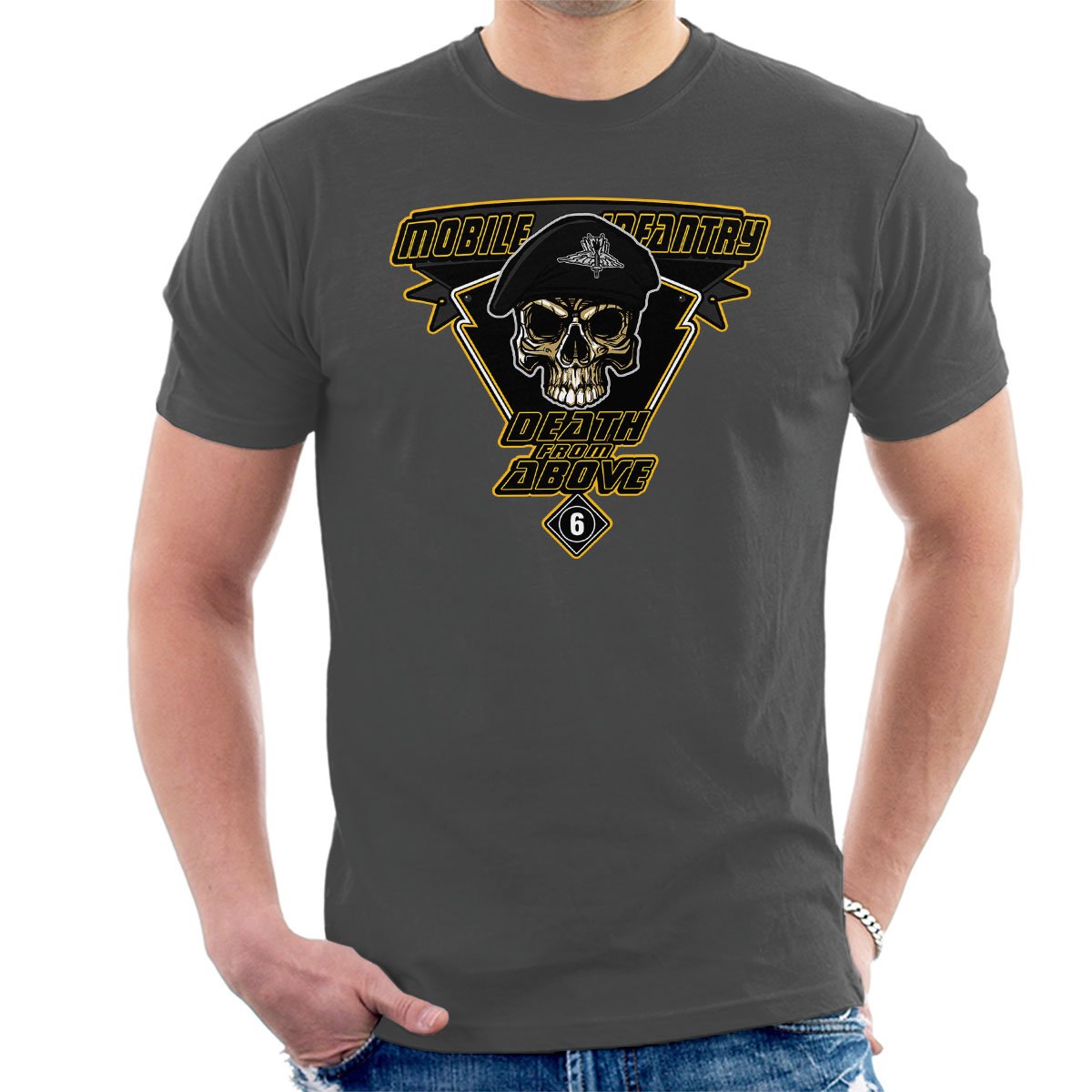Death from Above Mobile Infantry Starship Troopers Men's T-Shirt Charcoal