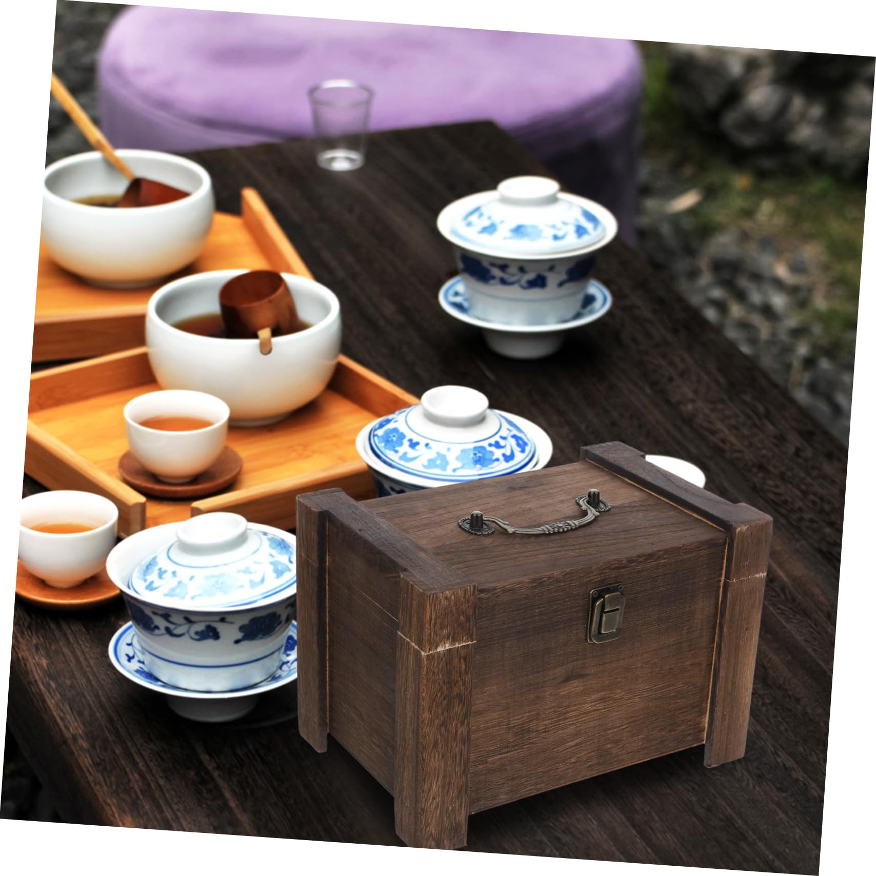 ULTECHNOVO Caja Organizadora de Té de Madera de Pino 24, 5x16, 5 X 17