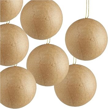 12 Paper Mache Round Ornaments Blank 2.5" DIY Papier Mache Craft Balls