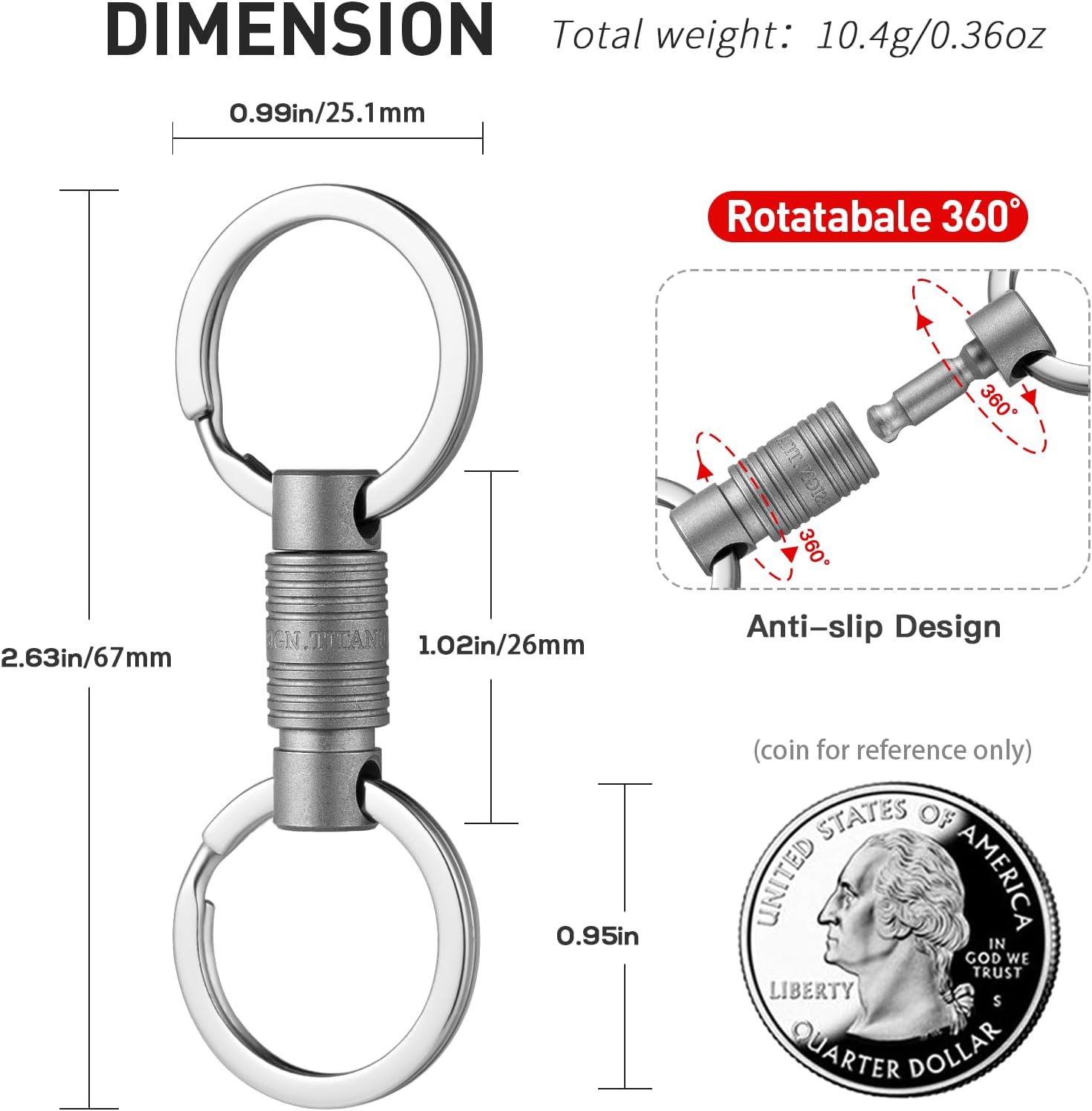 TISUR Titanium Quick Release Keychain, 360° UK Ubuy