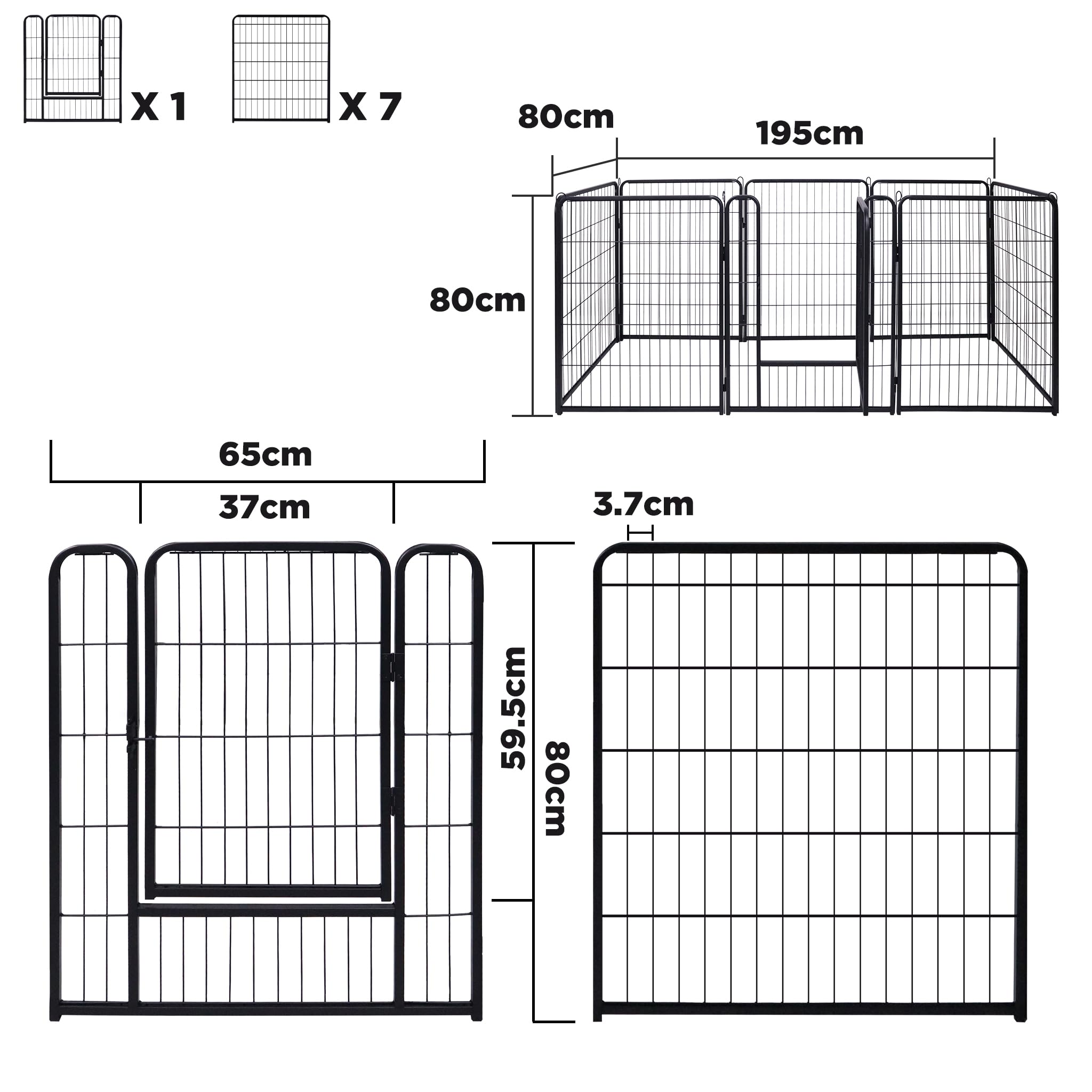 YUENFONG 8 Pièces Enclos pour Chiots Enclos de Jeu pour Chiots 80cm de Hauteur, Enclos de Jeu pour Chiens Enclos pour Chiens avec Porte, pour Chiens Lapins Animaux Domestiques (XL, 528x65x80cm)