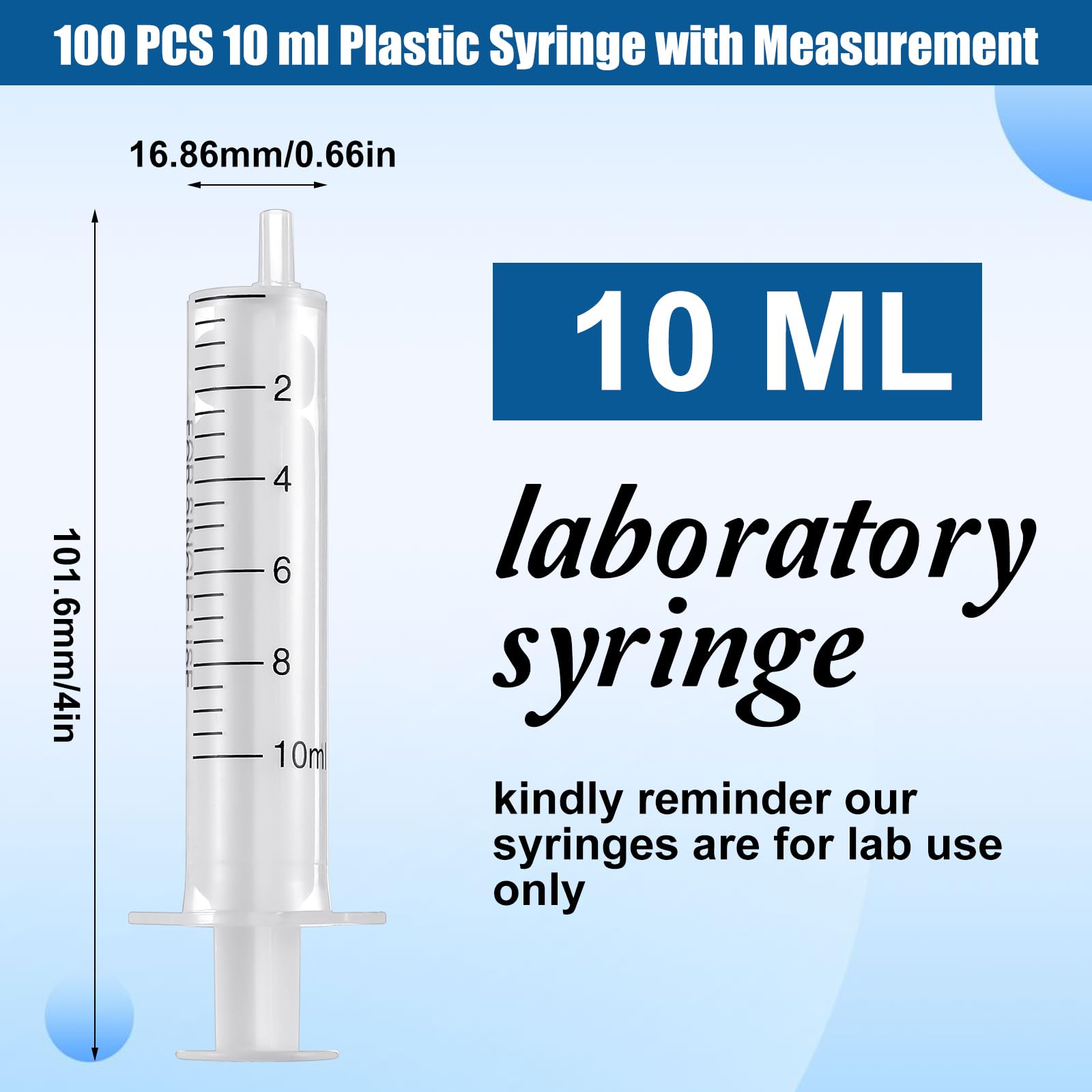 Geiserailie 100 Pcs Plastic Syringe No Rubber Plunger Oral Syringes Without Needle Measuring Luer Slip Tip Syringe for Kids Children Liquids Refilling Scientific Labs(10 ml) (Pack of 4) — Amazon image 2