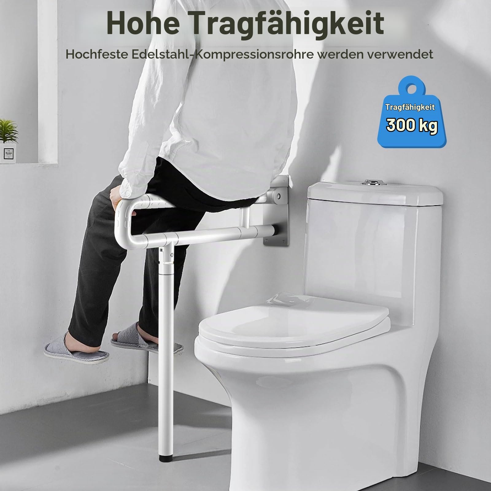 Wandstützgriff WC Haltegriff Klappbar 60cm Rutschfreier Haltegriff Aus Edelstahl 300~350 Kg Haltegriff Dusche Faltbarer Sicherheitsgriff FüR Das Badezimmer FüR Badezimmer Und Toilette