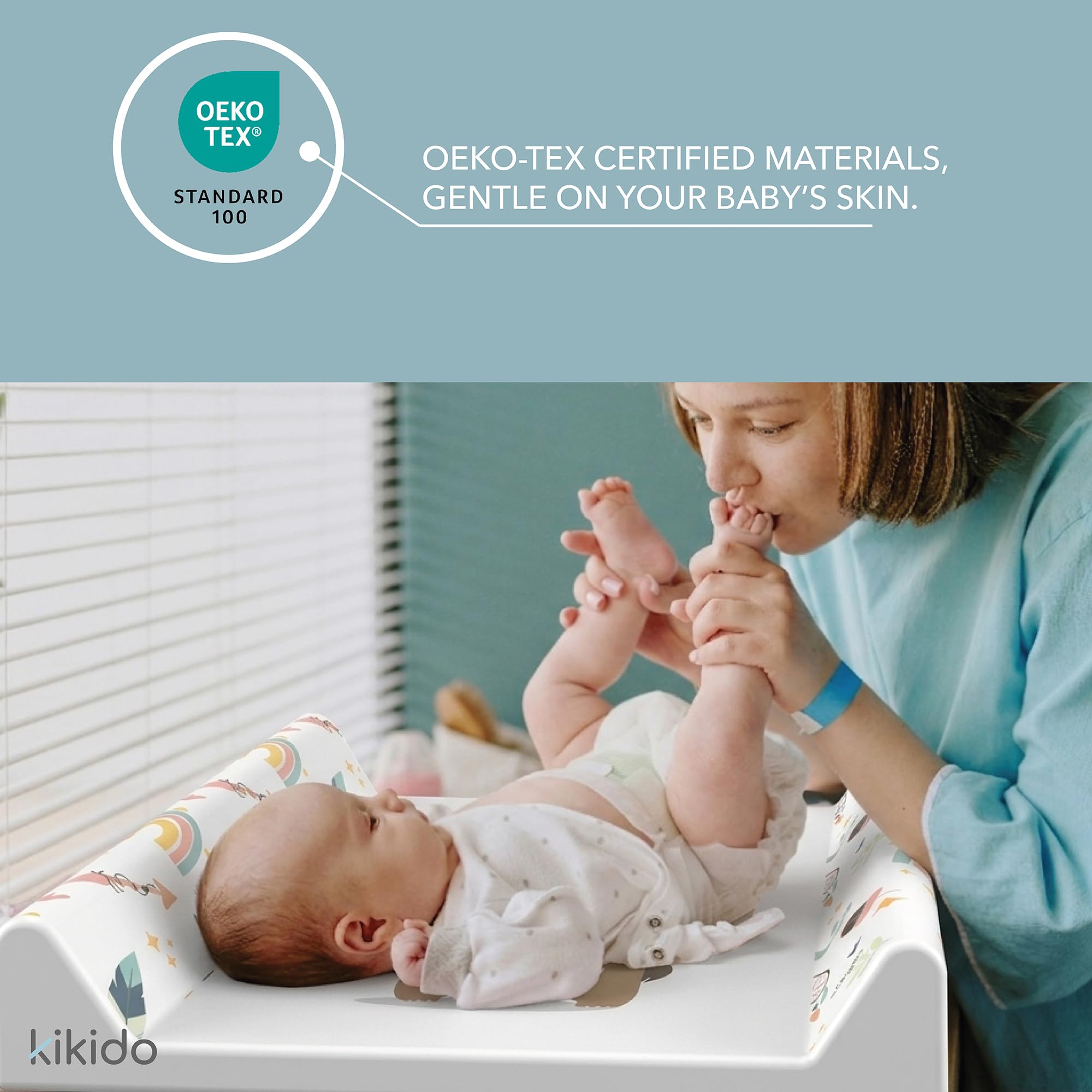 Kikido Changing Mat 50x70 - Hot Air Balloon - Anti-Roll Baby Changing Pad - Universal Mat with Safety Edges, Easy to Clean and Waterproof 70x50 cm — view 5
