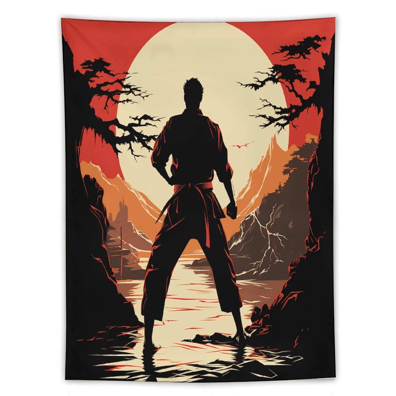 MUSM Karate Men Tapestry with Installation Kit Personalized Wall Tapestry Aesthetic Tapestries Backdrop Banner Wall Art Hanging Decor for Home Picnic Beach Blanket 60"x80"