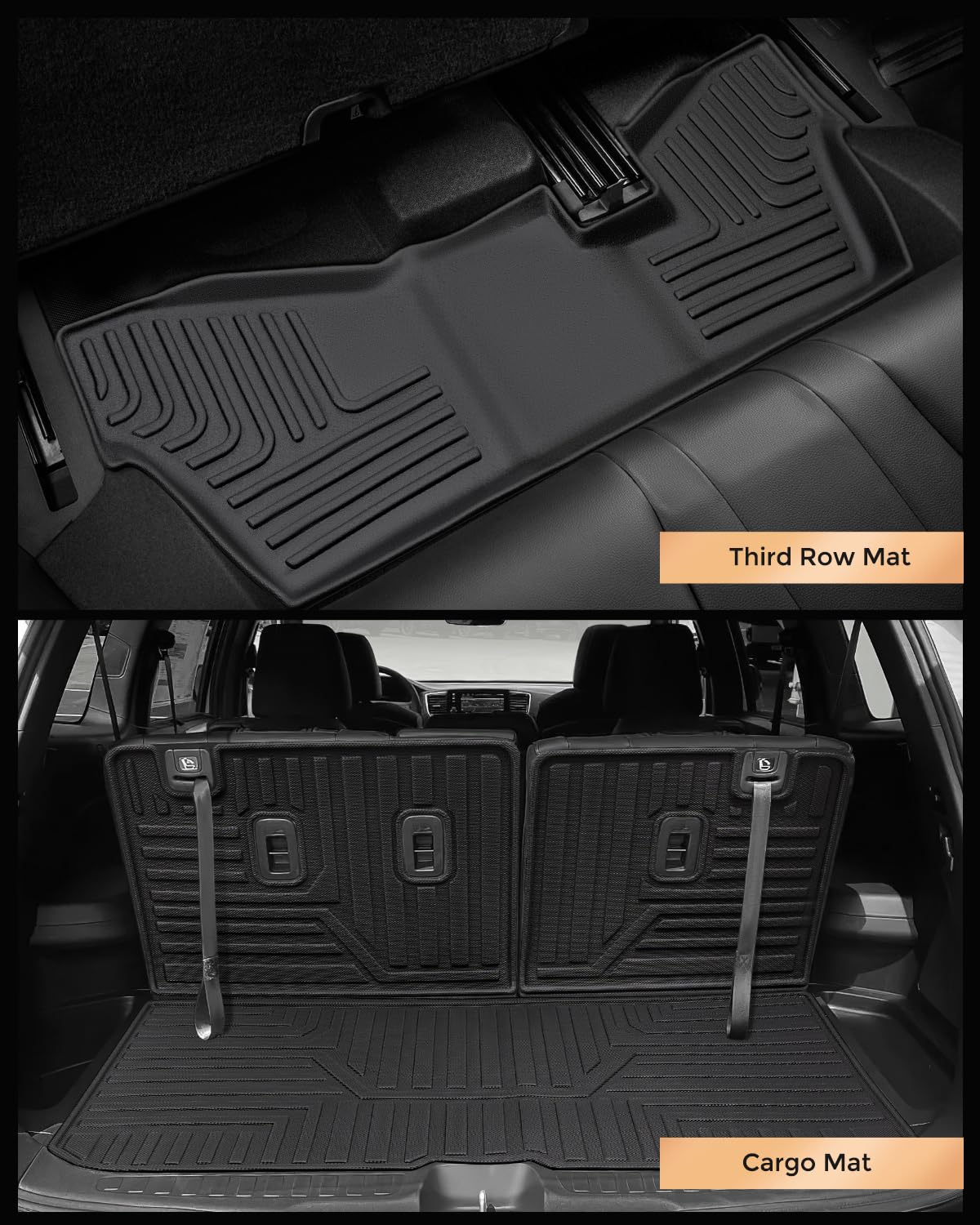 Tappetini Auto Jenofa Per Honda Pilot 2016-2022 7 Posti – TPE Impermeabili, Rivestimento Bagagliaio Incluso, Noir Antiscivolo - 2