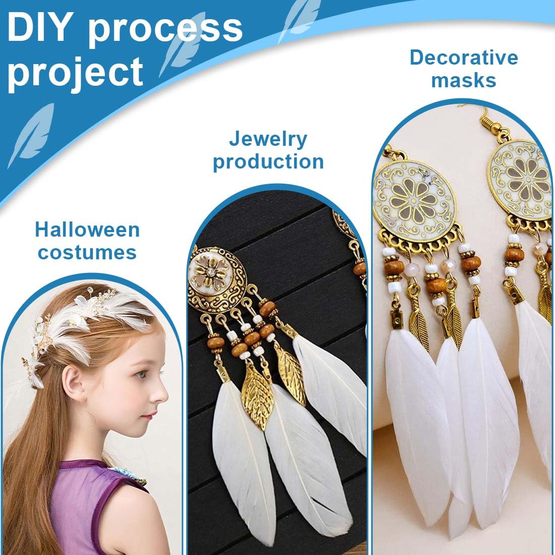 150 Plumes Blanches Pour DIY - 10 à 15 Cm, Pour Attrape-rêves, Déco, Costume, Artisanat