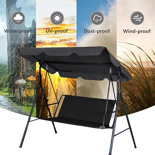 Miniatura 5 de Fundas de repuesto para asientos de columpio de patio al aire libre, 3 plazas, 600D, mejoradas, gruesas, de tela Oxford impermeable, para porche,