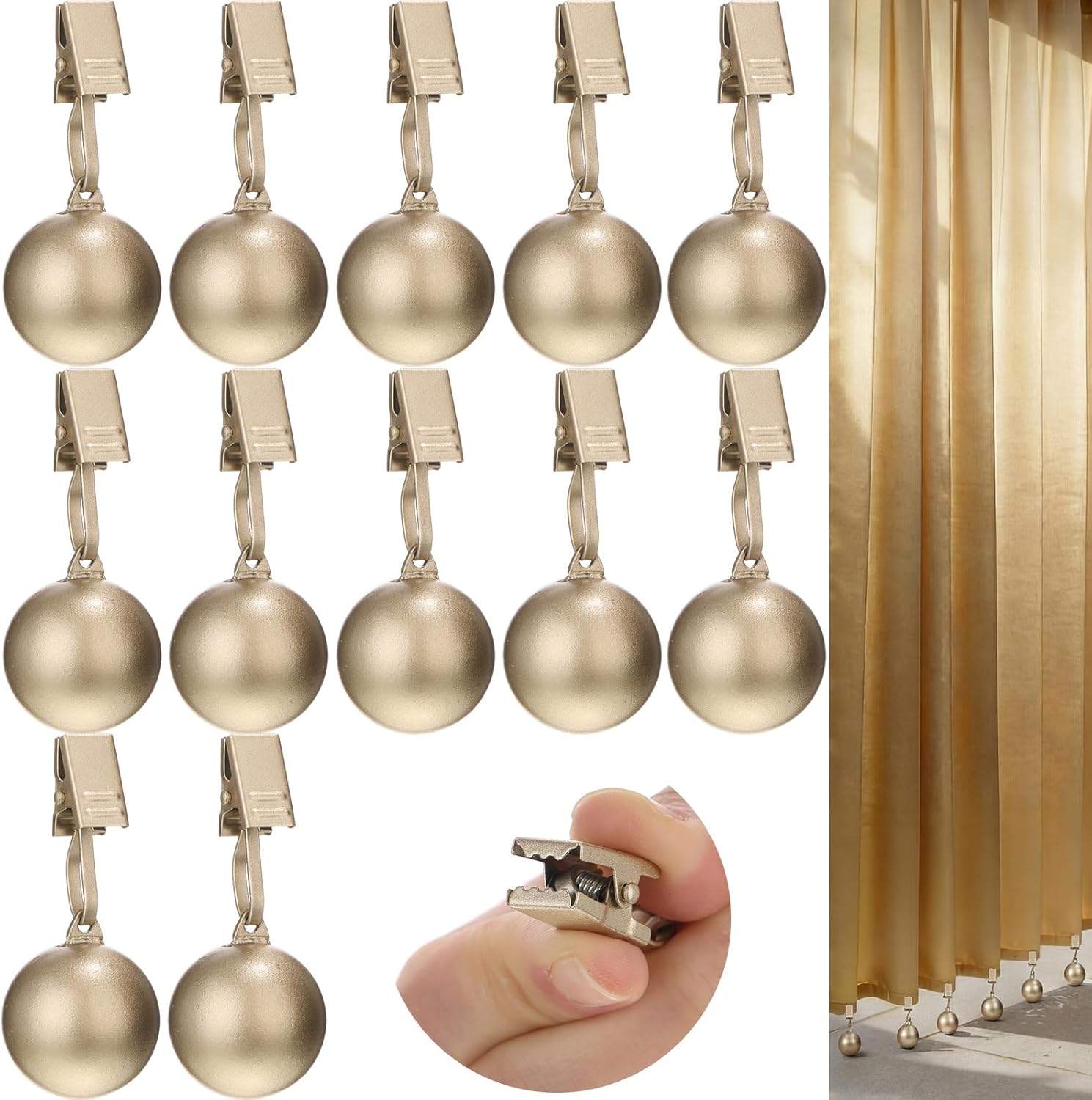 Shimeyao 36 Pack 3.6 oz Outdoor Curtain Weights Stainless Steel Heavy Duty Ball Drapery Curtains Clips Weights Bottom for Home Decor Shower Curtain Tablecloth Outside Patio to Stop Wind (Dark Gray)
