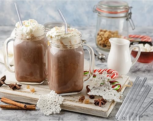 Miniatura 4 de Weysat 100 popotes de vidrio reutilizables, pajitas de vidrio a granel, para batidos, para vasos de vidrio, cerveza, jugo, cócteles, batidos, bares,