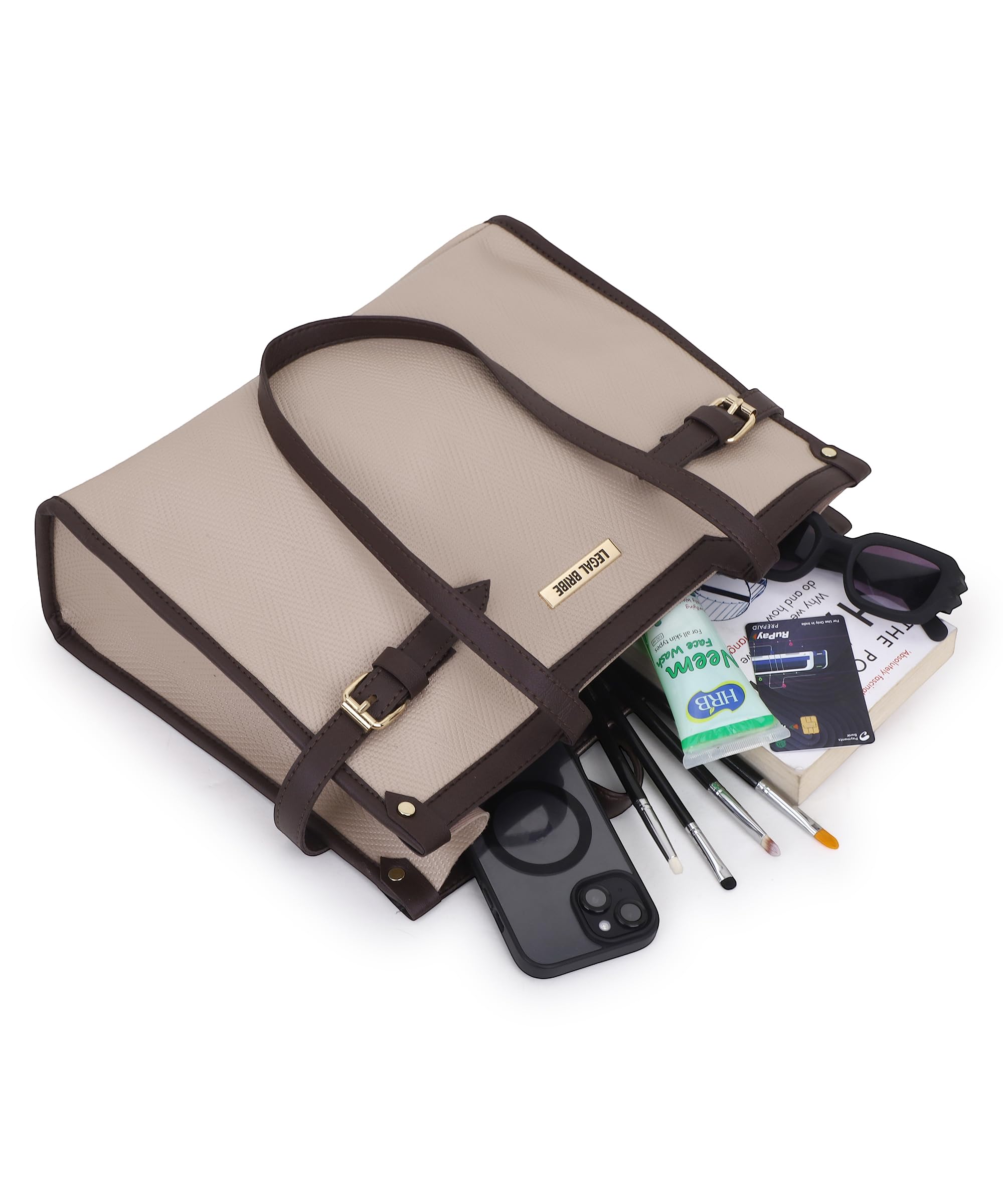 LEGAL BRIBE Stylish Buckle Tote Bag (Cream) 4