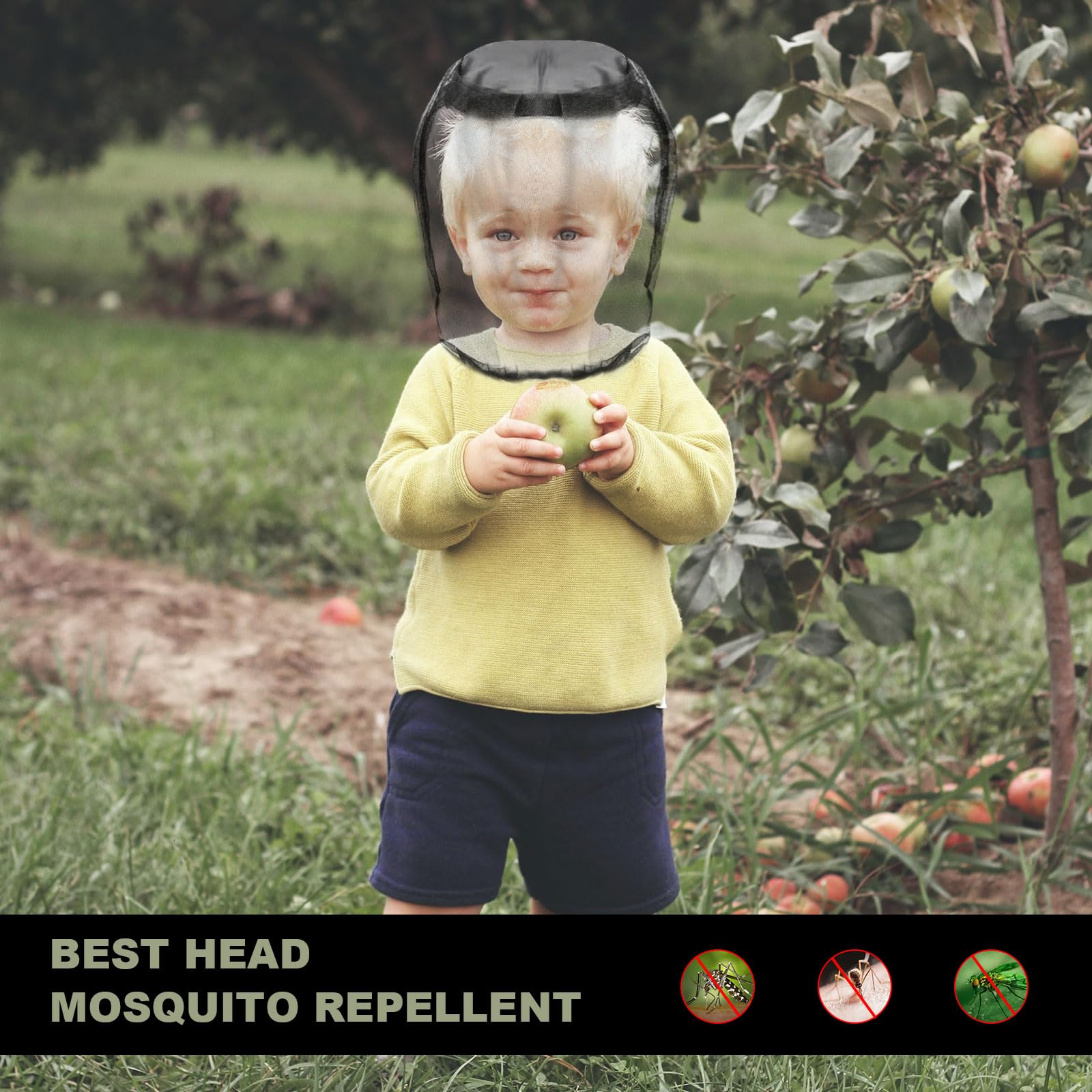 6 Cagoules Anti-Moustiques Noires | Filet Protection Tête | Nylon Léger | Parfait Rando, Pêche, Camping