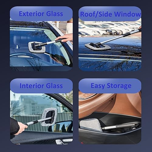 Miniatura 4 de Limpiador de ventanas de automóvil, limpiador de parabrisas de automóvil, cepillo de detallado automático, kit de limpiaparabrisas de vidrio,