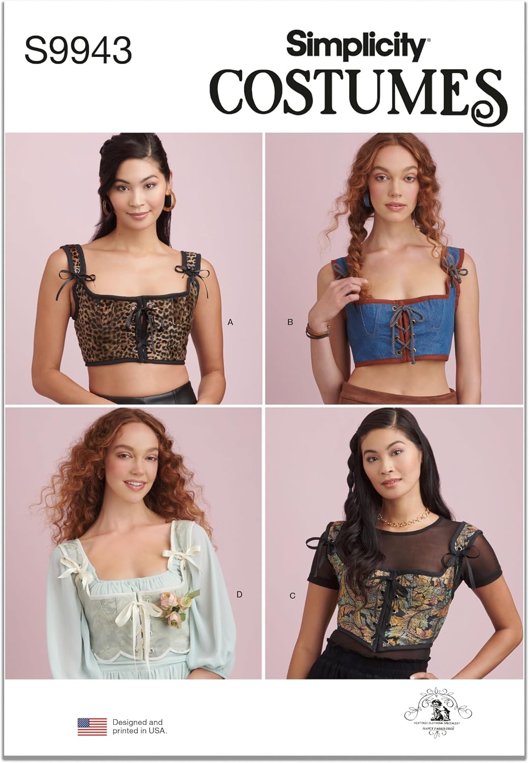 Simplicity SS9943Y5 Misses' Corset Costumes Sewing Pattern Packet, Design Code S9943, Sizes 18-20-22-24-26