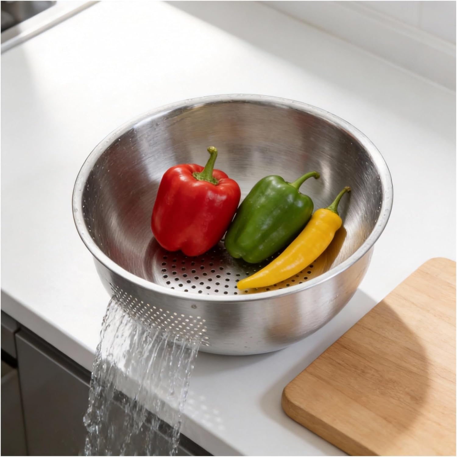 Fit for Stainless Steel Rice Washing Mixing Bowl - Versatile Kitchen Tool for Mixing, Baking, and Serving Food