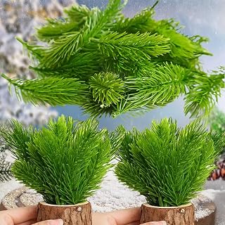 20pcs Artificial Pine Branches Fake Plants Christmas Tree Garland DIY Decorations Home Merry Christmas Party Supplies,Green (12cm)
