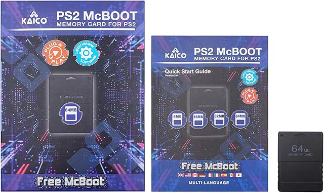Kaico Free Mcboot 64MB PS2 Memory Card Running FMCB PS2 Mcboot 1.966 for Sony Playstation 2 - FMCB Free Mcboot Your PS2 - Plug and Play - Playstation 2 CFW McBoot 1.966