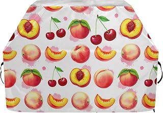 Peach Cherry Fruit White Gas Grill Cover All Weather Protection Burner Barbecue Cover Windproof BBQ Cover with Handle for Courtyard Garden