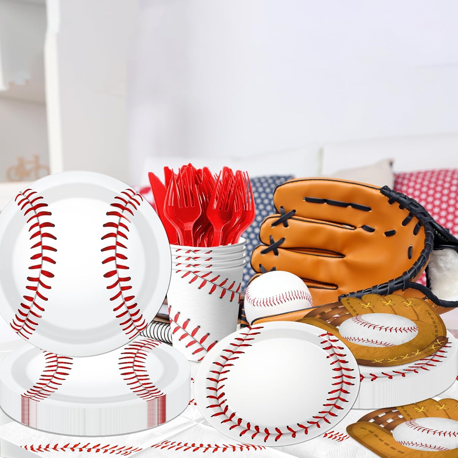 Baseball Party Decorations,168pcs Baseball Birthday Decorations Tableware Baseball Plates and Napkins Cups for Boy Birthday Party,Serve 24 - Image 2