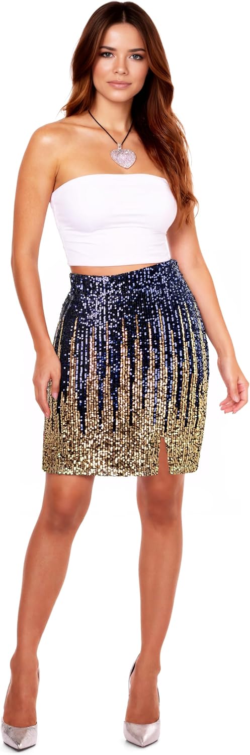 Sequin Skirt Sparkly High Waisted Stretchy Bodycon Mini Skirts Party Night Out Clubwear for Women - Image 6