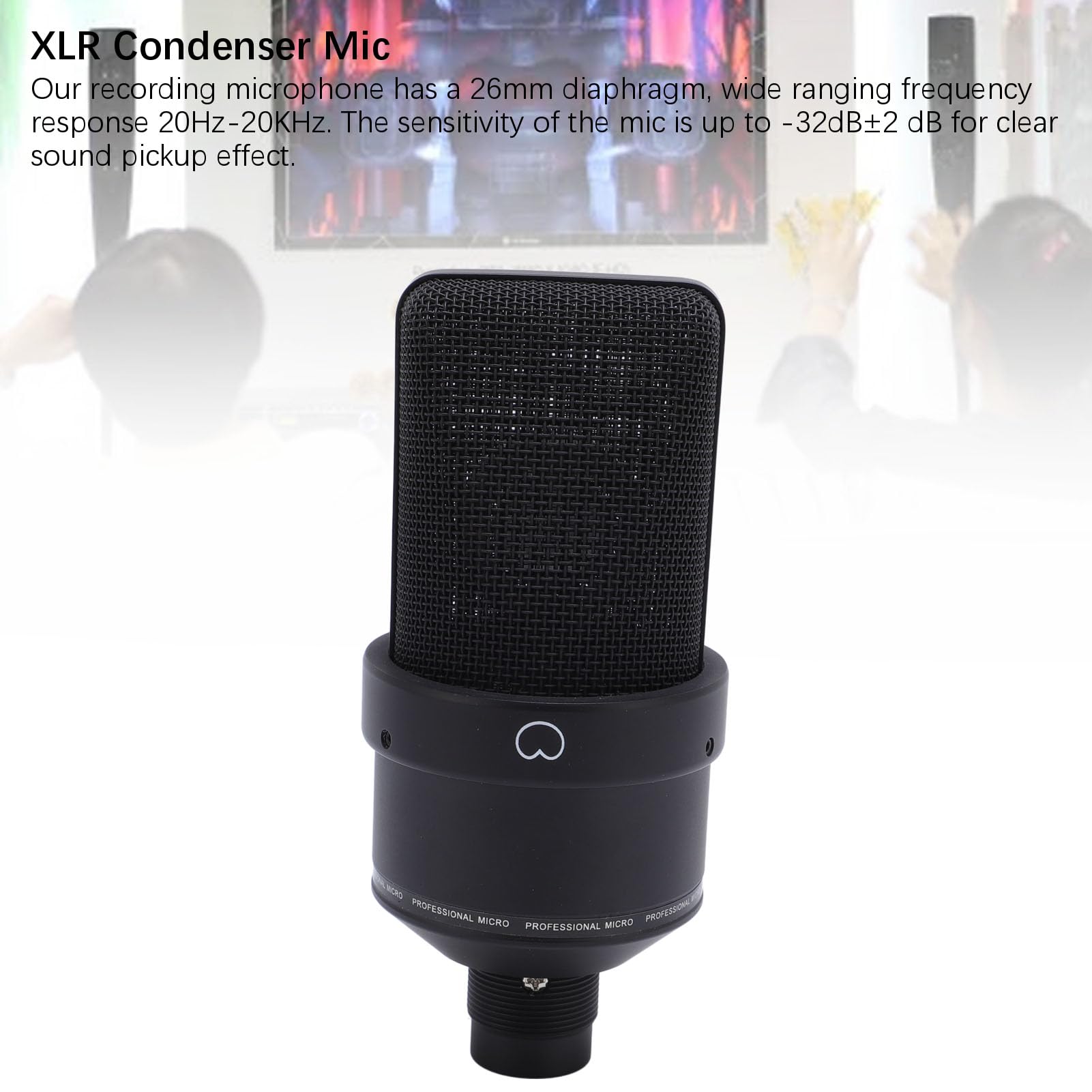 ASHATA Microphone à Condensateur de Studio Prise de Son Professionnelle pour Le Podcasting, Le Chant, Les Jeux, etc. avec Support Anti-Choc XLR pour Une Excellente Expérience D'enregistrement (Black)