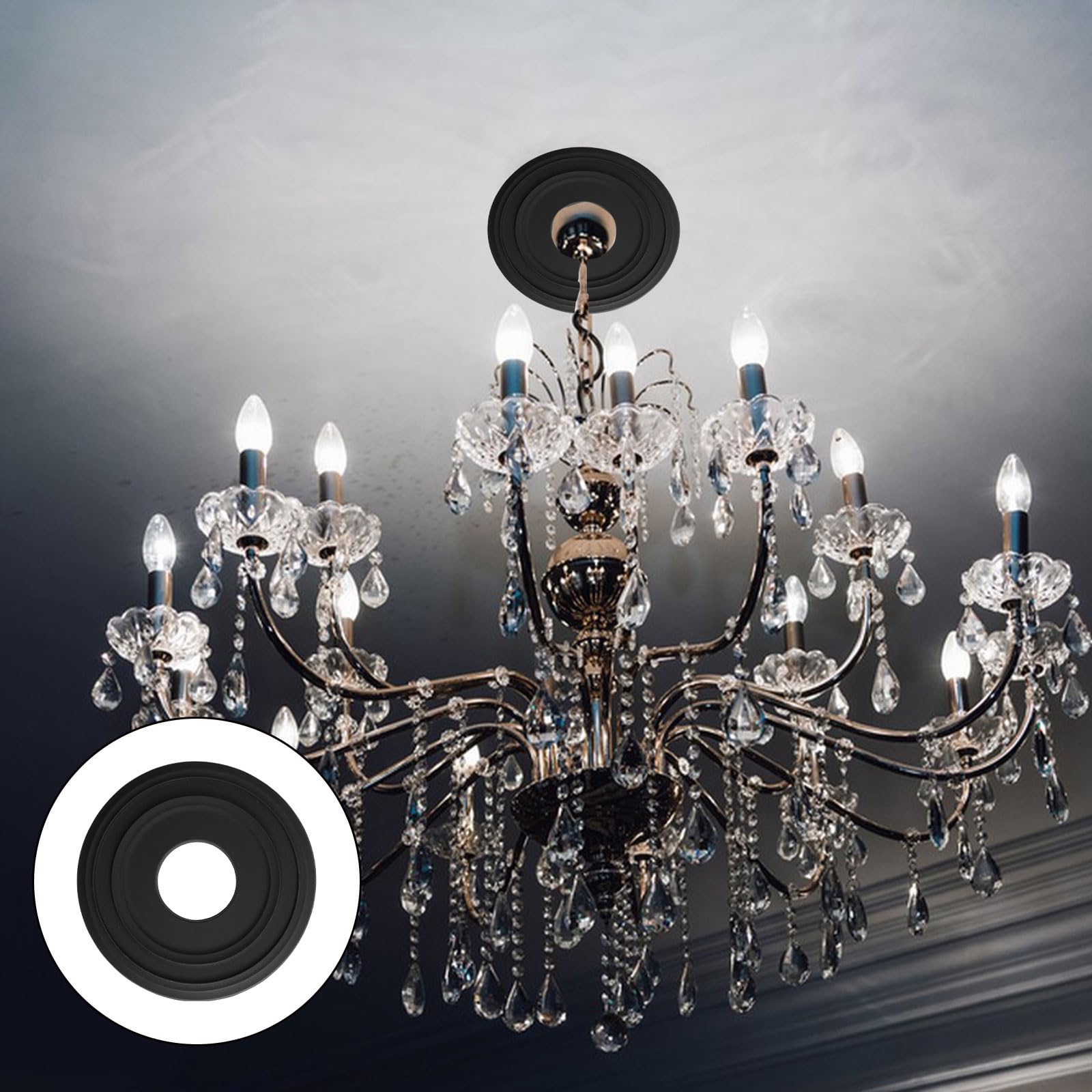 INCREWAY 1Pack 3D Modeling Ceiling Medallion Lighting Medallion Ceiling Cover Plate For Light Fixtures Ceiling Light Trim, 10 Inch OD X 4 Inch ID