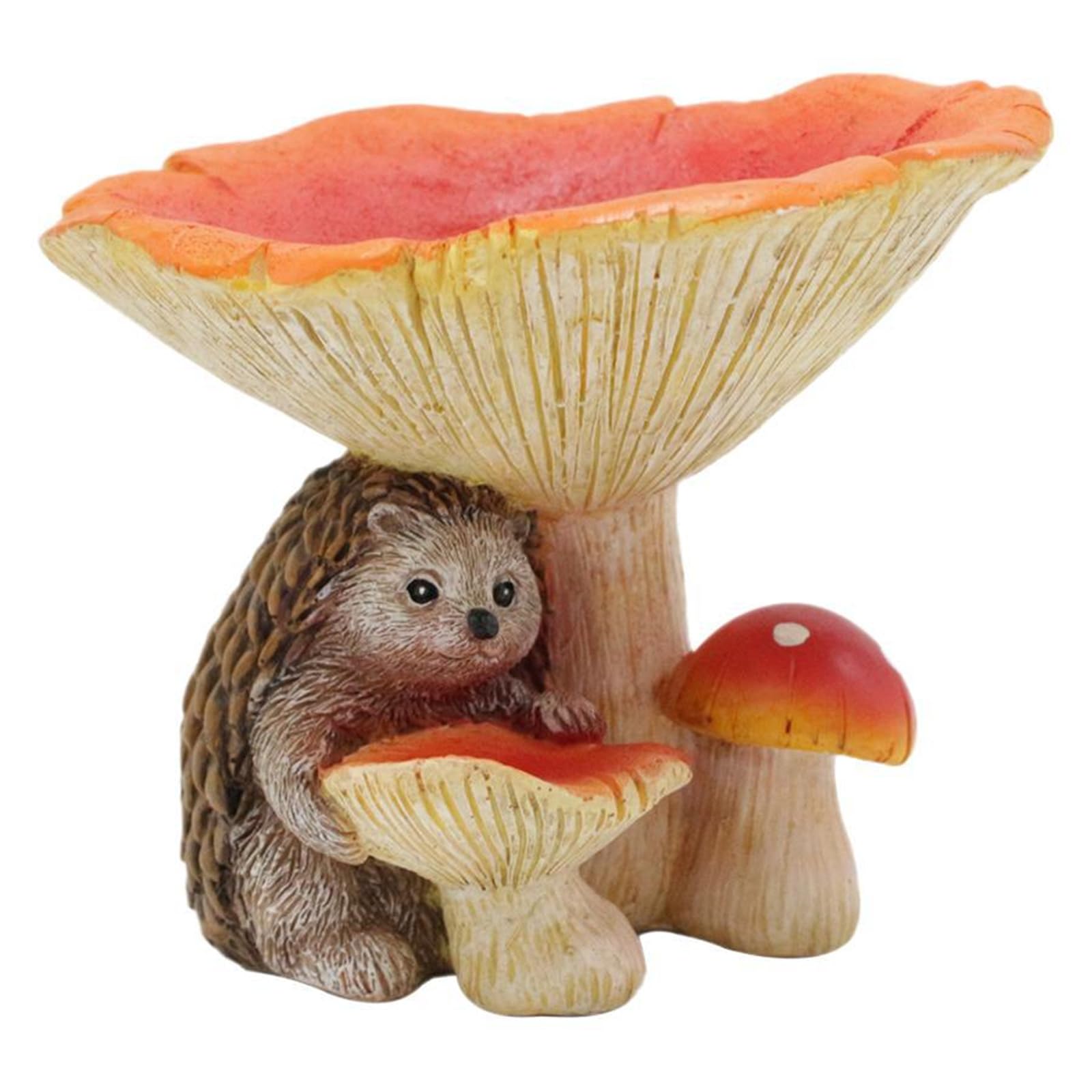 ordinarYone Hedgehogs Mushroom Resins Figurine Bird Feeder Animal Statue Decorative Outdoor Garden Sculpture Patios Lawns Ornament