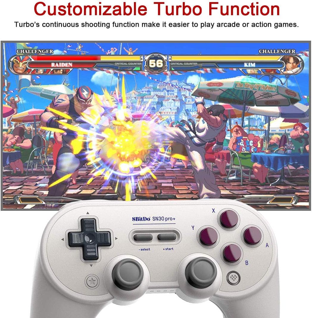 SN30 Pro+ Wireless Controller (G Classic Edition) with Thumb Grips Caps Covers for Nintendo Switch Turbo Vibration Gamepads with Windows Android MacOS Steam Raspberry Pi