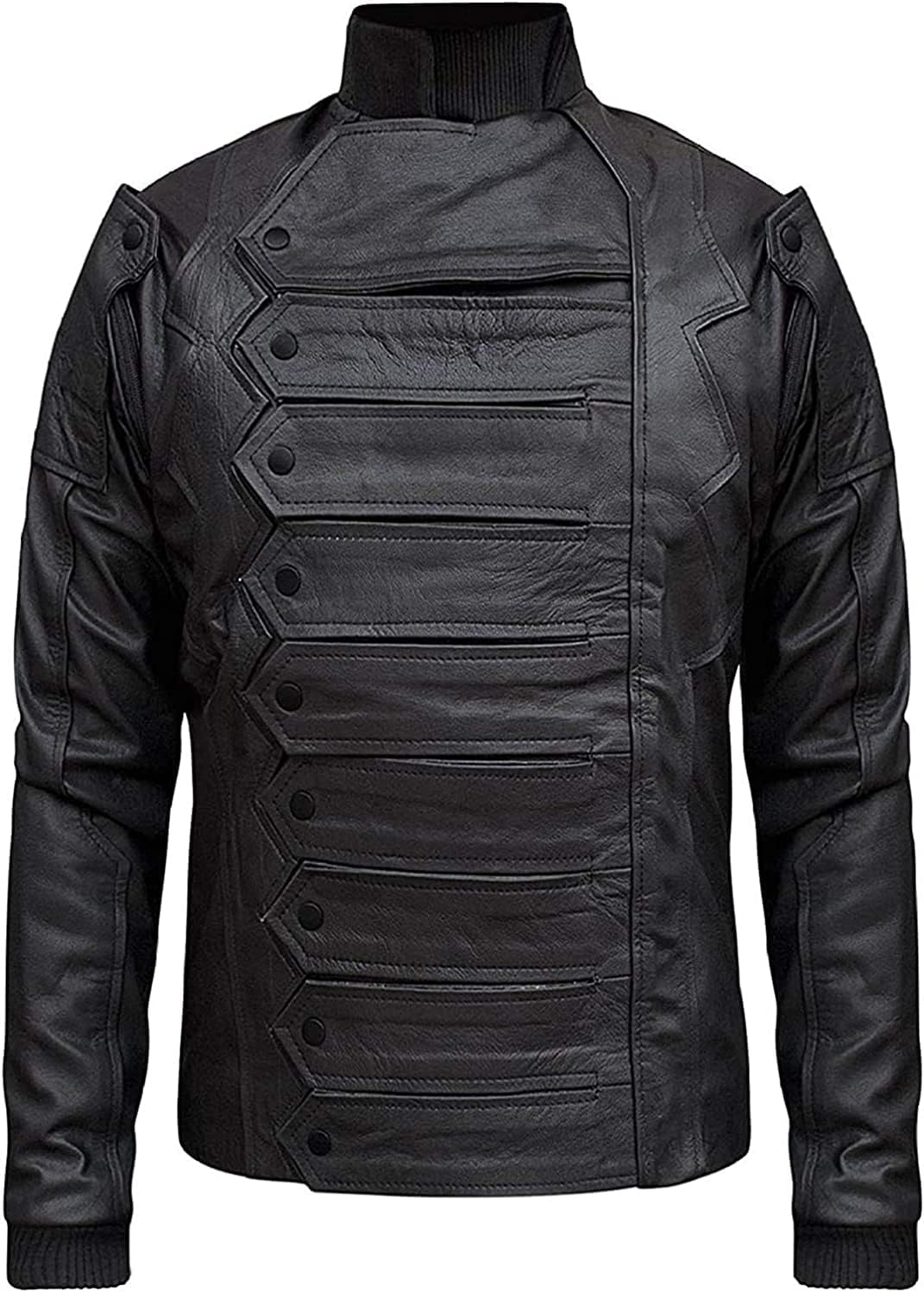 Fashion Straps Leather Jacket with Detachable Sleeves 2 in 1