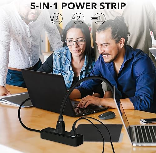 Miniatura 9 de Clear Power Grifo de pared de 2 salidas con 3 puertos USB (1 USB-C), extensor de salida múltiple USB, cargador de pared USB, expansor compacto de