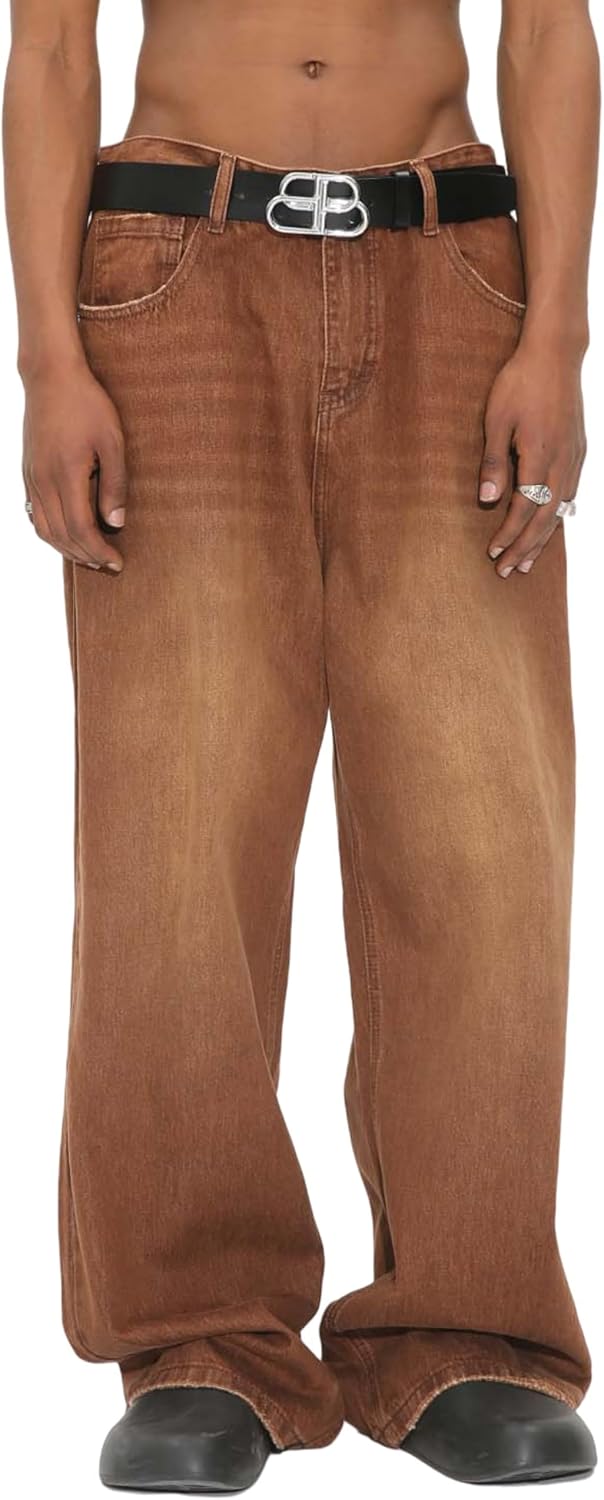 Mens Baggy Jeans Y2k Skater Vintage Wide Leg Denim Pants