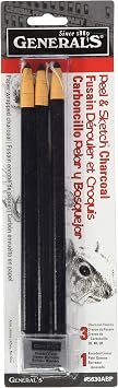 Peel & Sketch Charcoal Pencils 3/Pkg-