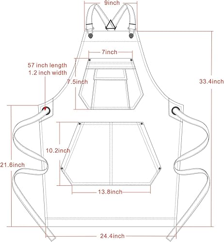 Miniatura 4 de Jeanerlor - Delantal de trabajo de artista de mezclilla de algodón con bolsillos, correas cruzadas y ajustable, Negro
