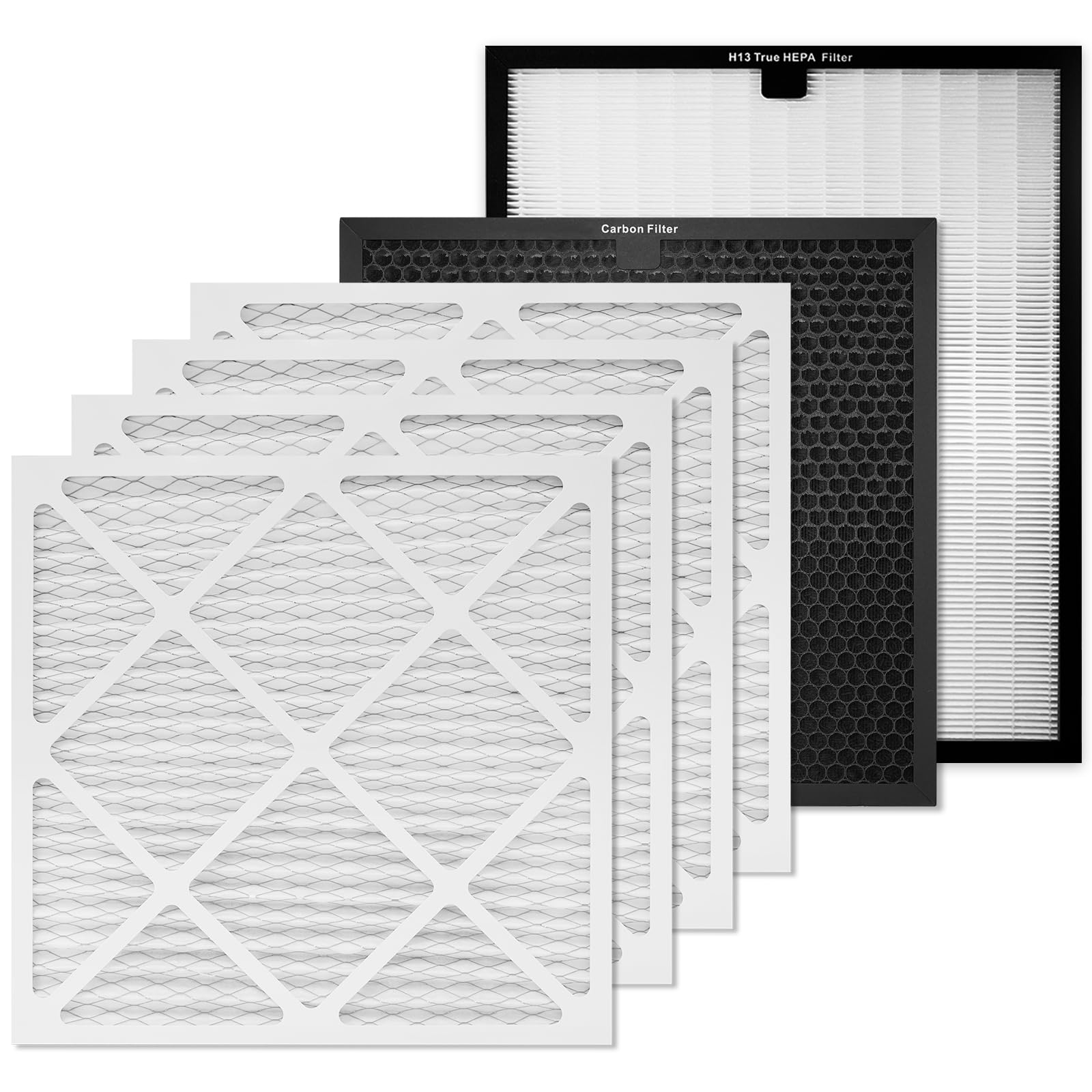 Juego de filtros de repuesto HEPA 550/carbón activado/MERV-13 compatible con depuradores y purificadores de aire comerciales (paquete de 6)