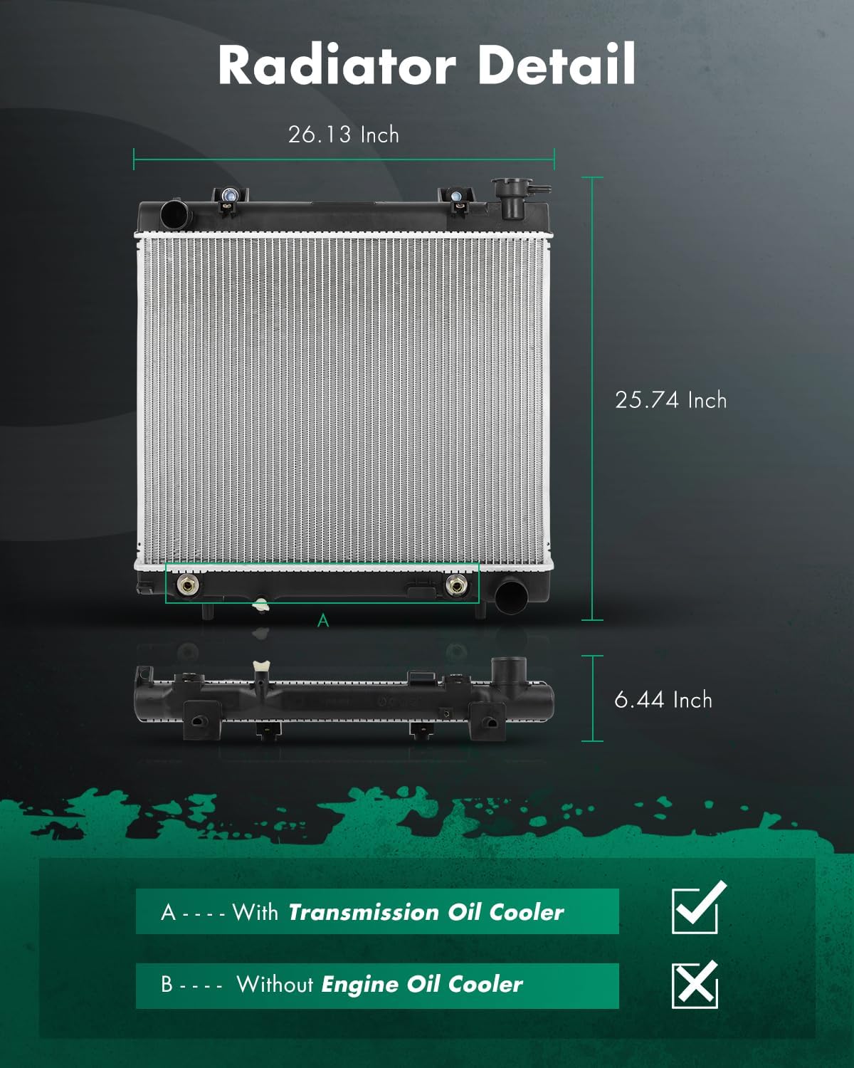 SCITOO 2883 Radiator Replacement Fit 2006-2009 for Raider 2005-2011 for Dodge for Dakota 2011 for Ram for Dakota 3.7L 4.7L