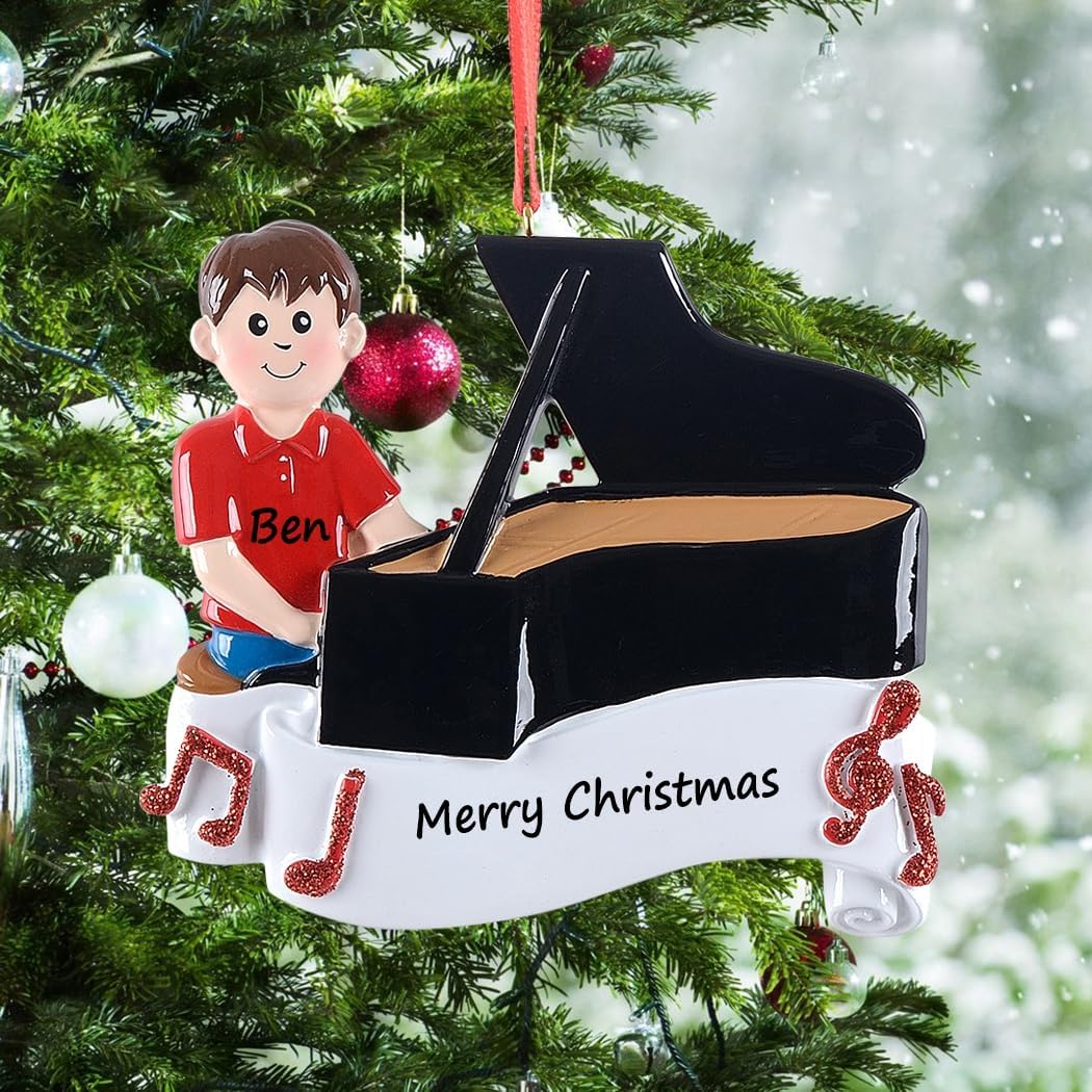 Custom Instruments Ornaments，Piano Player Personalized Music Ornament, Piano Boy Personalized Christmas Tree Ornament, Music Ornaments，Unique Keepsake Gifts for Kids,Friend