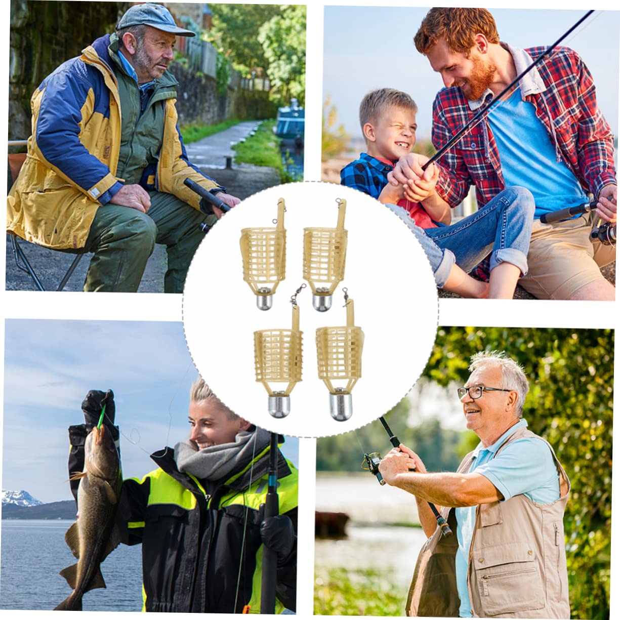 Mikikit 3Pcs Fishing Bait Cage Portable Outdoor Fishing Tool for Catching Crab Lobster Minnows Eels and Shrimp Durable and Construction Space Saving Design