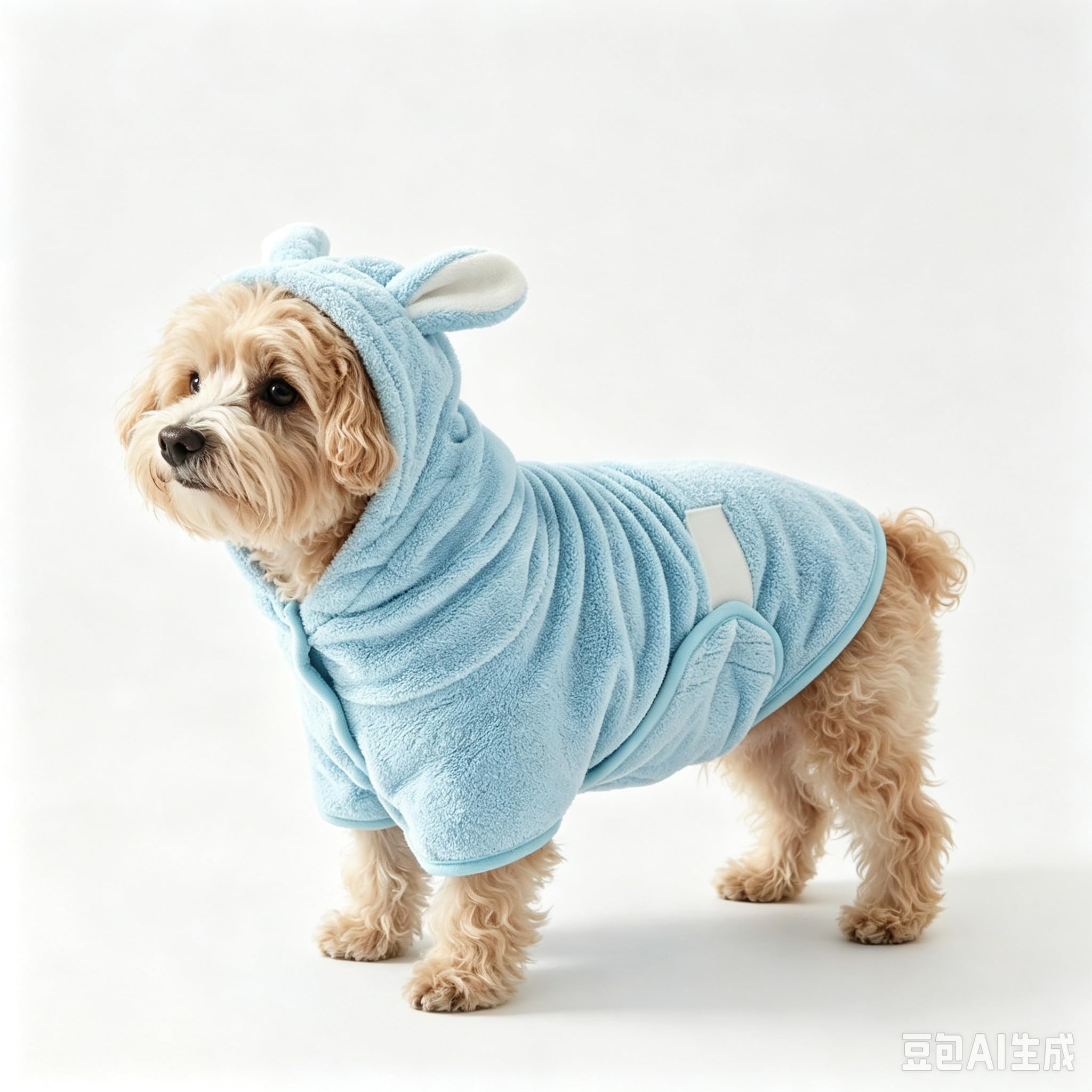 Dog Drying Coat Absorbent Coral Fleece Hooded Bathrobe，S