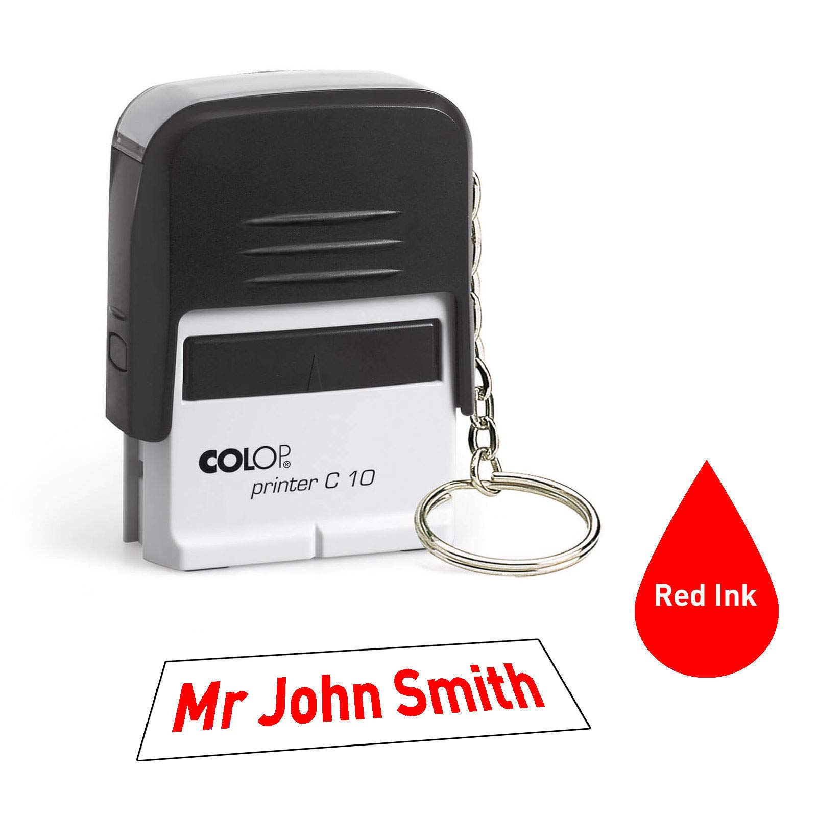 Colop C10 Keyring 26 x 9mm Personalised Custom Made Self-Inking Business Address Rubber Stamp