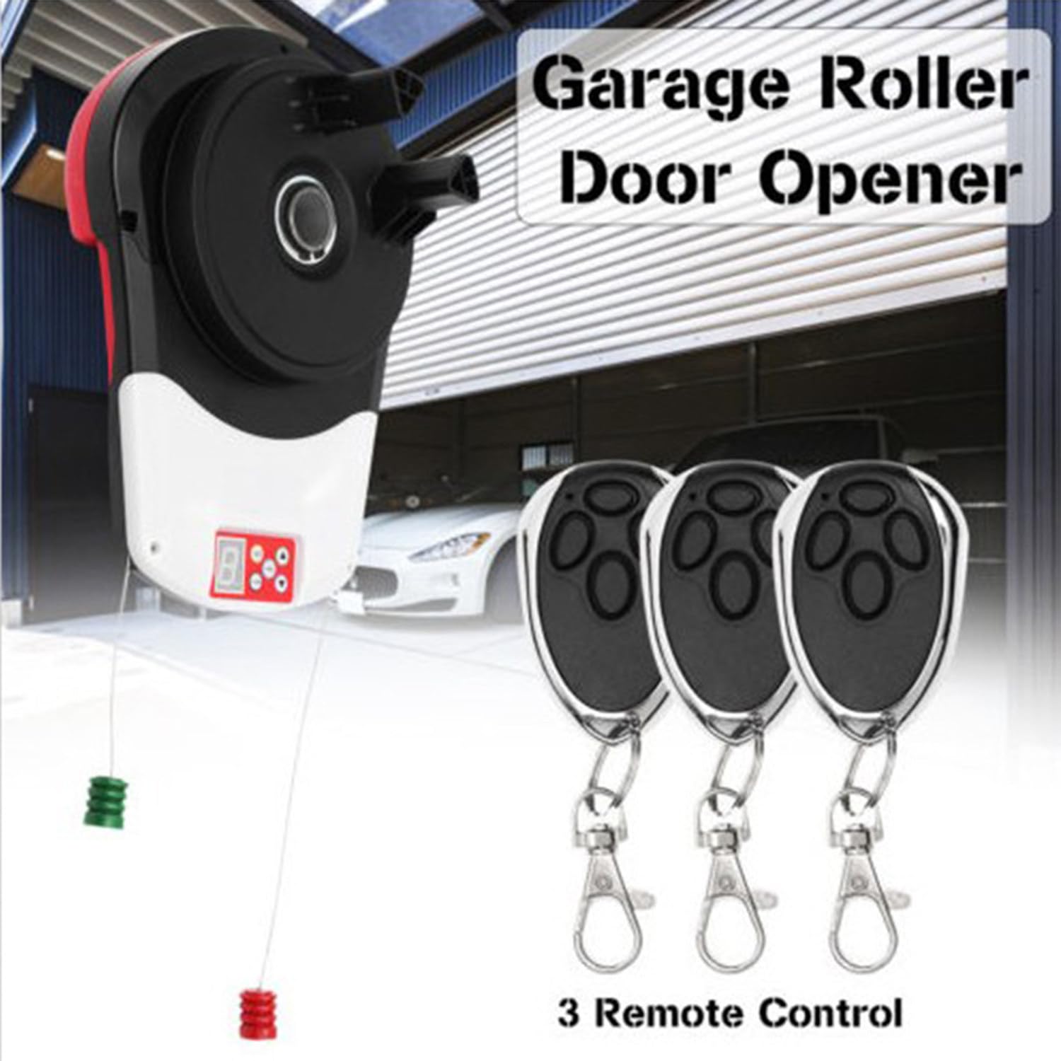 Motor automático de apertura de puerta enrollable con control remoto, abridor de puerta de garaje enrollable para almacén, tienda, granero, granja