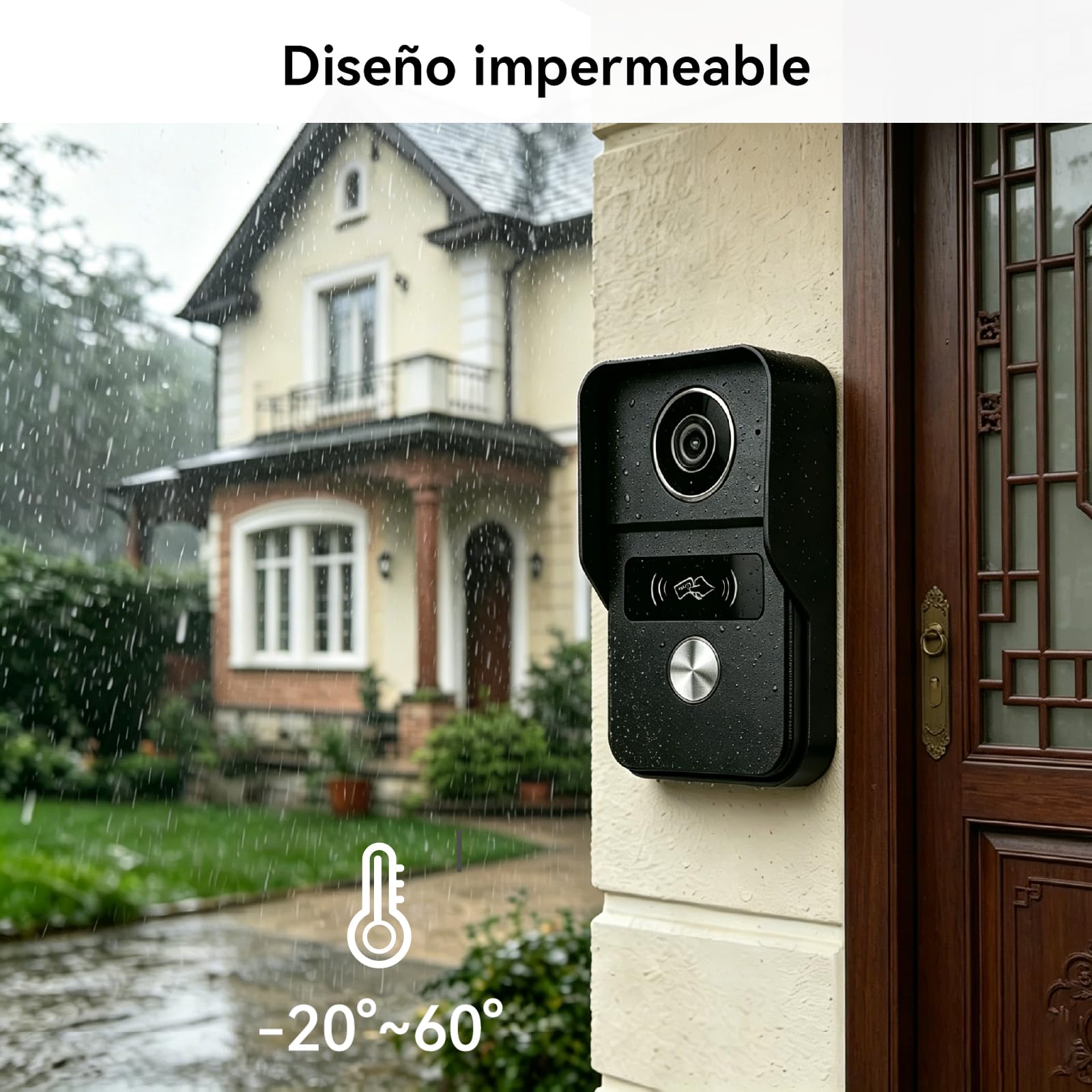 Videoportero Inteligente, Timbre con Video de 2 Hilos con Monitor Táctil de 7 Pulgadas, Audio Bidireccional, videoportero con cámara con Desbloqueo Remoto, Wi-Fi de 2.4 G/5G, KW02-IP7B