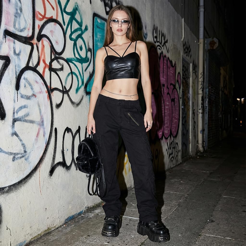 Sobrisah Women Mid-Rise Cargo Pants Heavy Cotton Casual Pants 8 Pockets Regular Fit/Plus Size Military Work Trousers