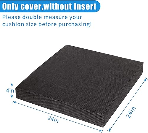 Miniatura 2 de Fundas de cojín para patio, 24 x 24 x 4 pulgadas, fundas de repuesto para cojines de patio, alta resistencia a los rayos UV, resistentes al agua,