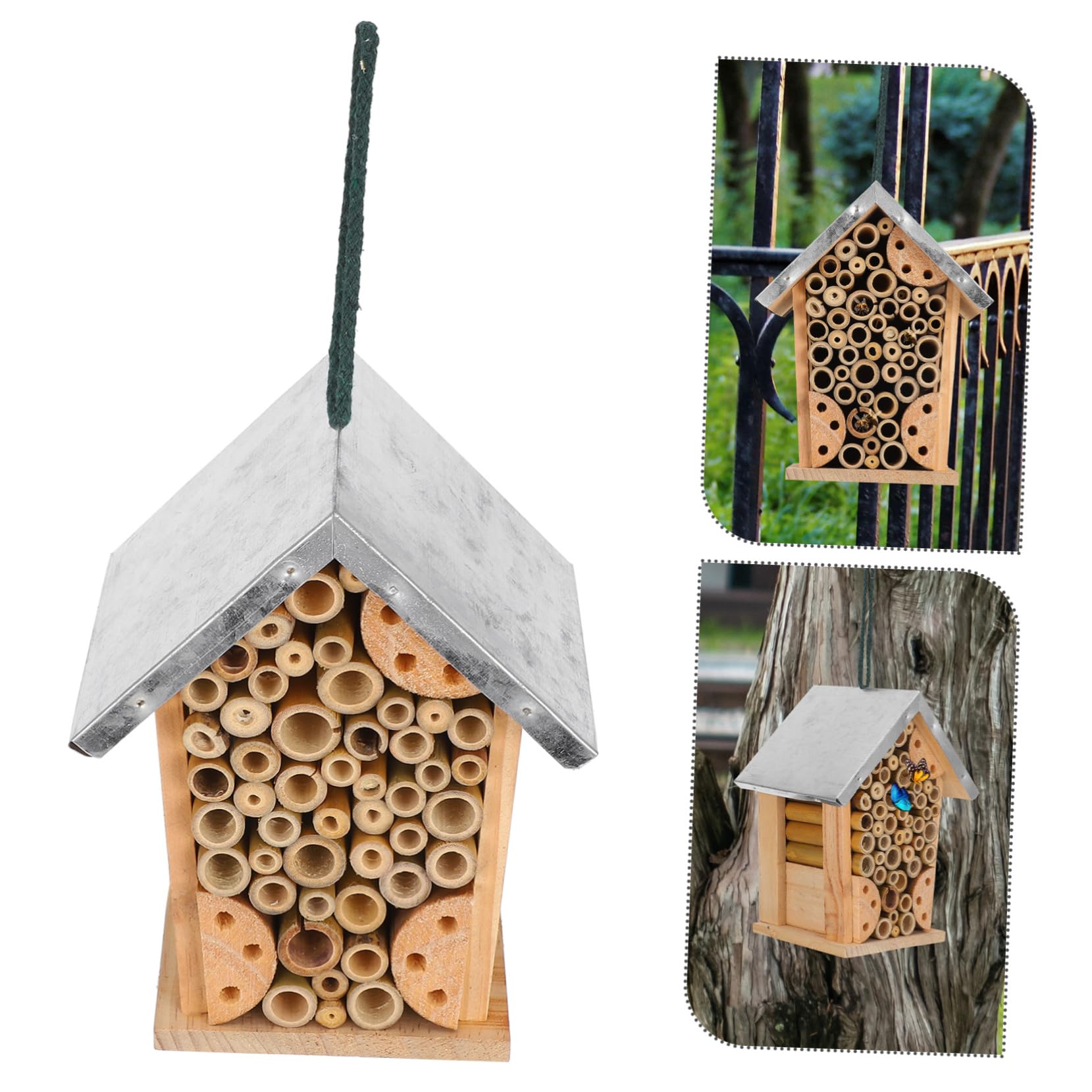 Toddmomy Holz-schmetterlingshaus Bienenstock aus Holz Bienenhaus Insektenhotel zum Aufhängen Bienenunterstand für Garten Marienkäferhaus Schmetterlingshabitat