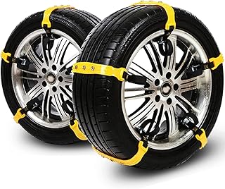 Car Snow Chains Snow Tire Chains for Anti-Slip Car Chains Car Emergency Chains All Season Anti-Skid Snow Cables Car SUV Tire Cables (Yellow, for Tire Width: 185-295mm/7-11'')