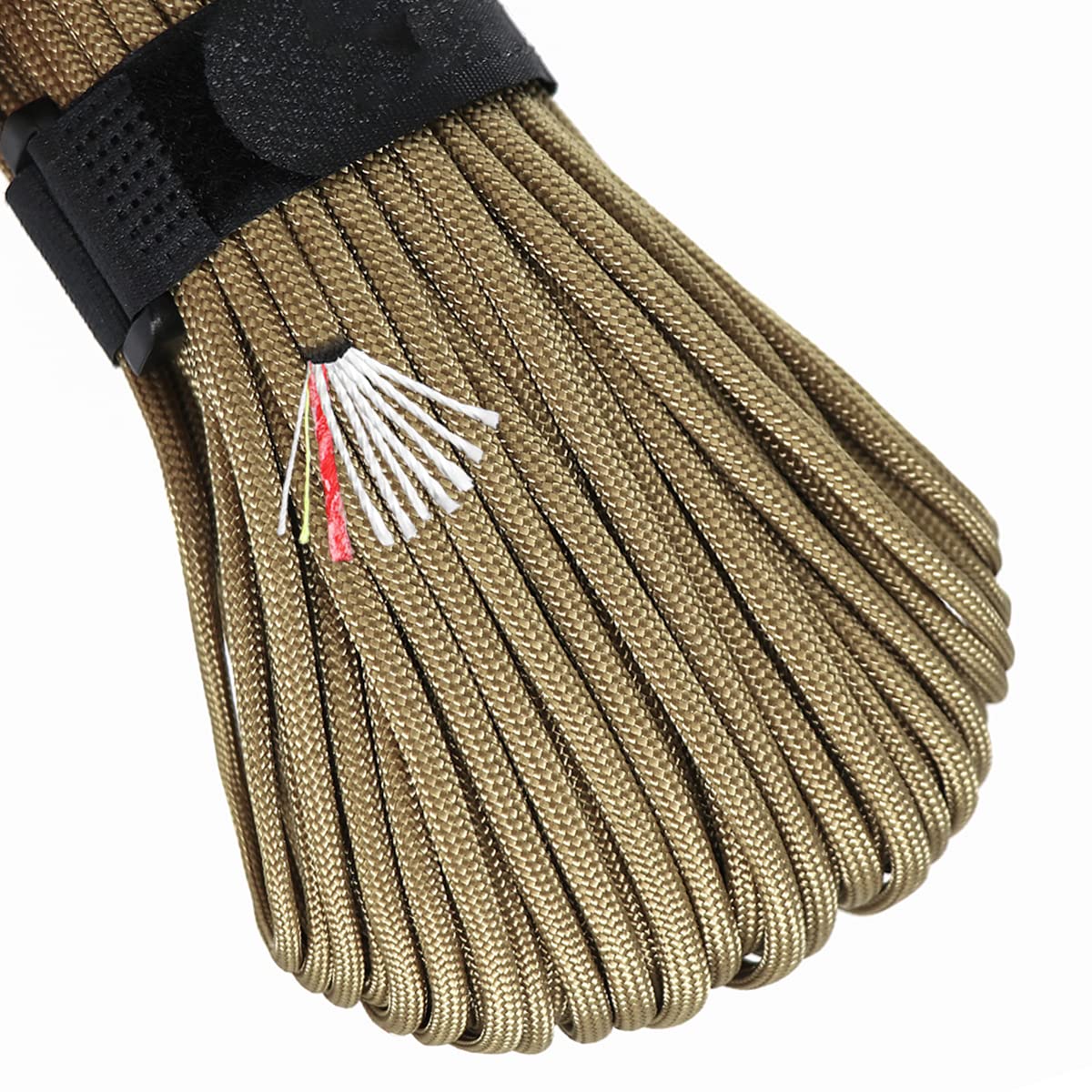 PSKOOK 550 Paracord Lanyard Parachute Cord with Flaxed Tinder Cord PE Fishing Line Cotton Thread Outdoor Commercial Grade Braided Rope