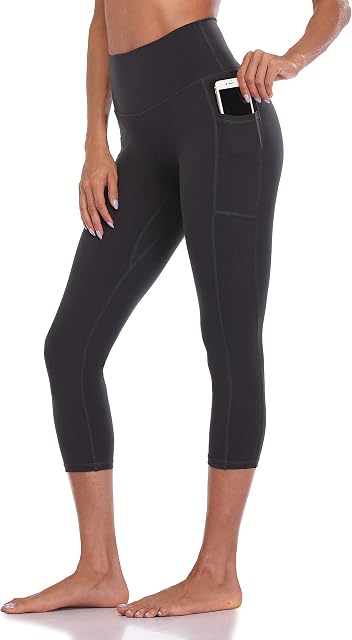 Colorfulkoala Capris de yoga haute taille pour femmes 21" Leggings d'étanchéité avec des poches